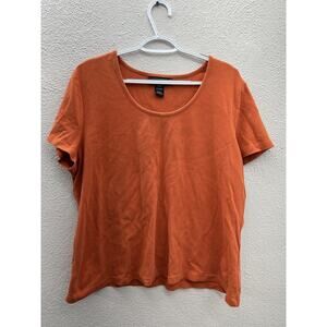 Venezia Womens Shirt Size 18/20 Solid Orange Short Sleeve Round Neck